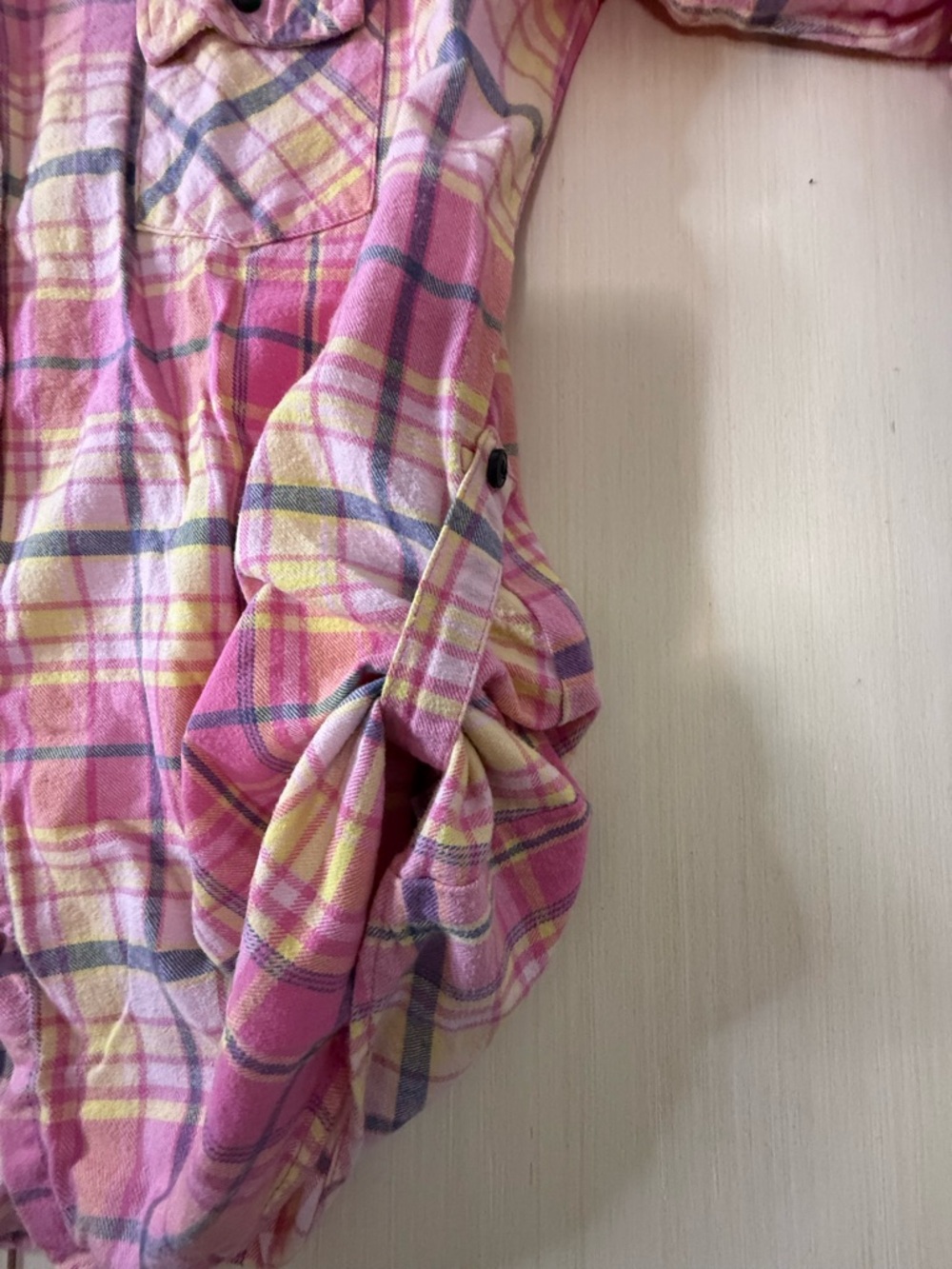 Pink Plaid Button-Down Shirt with Chest Pockets - Picture 11 of 13